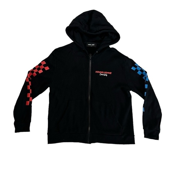 Homme+Femme 500 CREW ZIP HOODIE BLACK Size LARGE - Picture 3 of 17